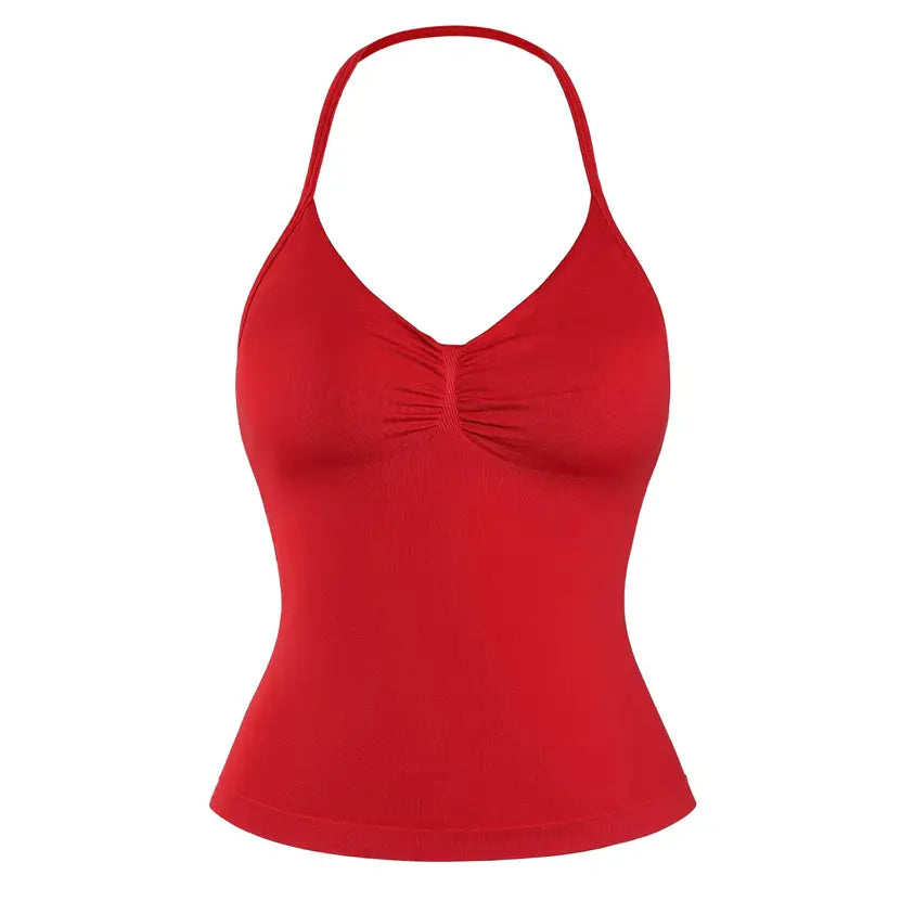 DENFY Impact Longline Strappy Top Fitness Gymwear Women Impact Longline Halter Tops Sportswear Workout Longline Tank Top Compression Gym