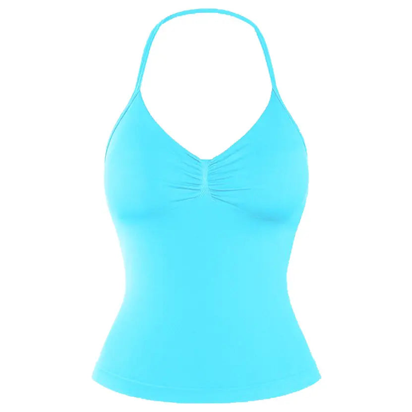 DENFY Impact Longline Strappy Top Fitness Gymwear Women Impact Longline Halter Tops Sportswear Workout Longline Tank Top Compression Gym