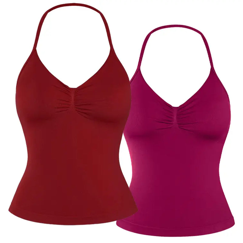 DENFY Impact Longline Strappy Top Fitness Gymwear Women Impact Longline Halter Tops Sportswear Workout Longline Tank Top Compression Gym