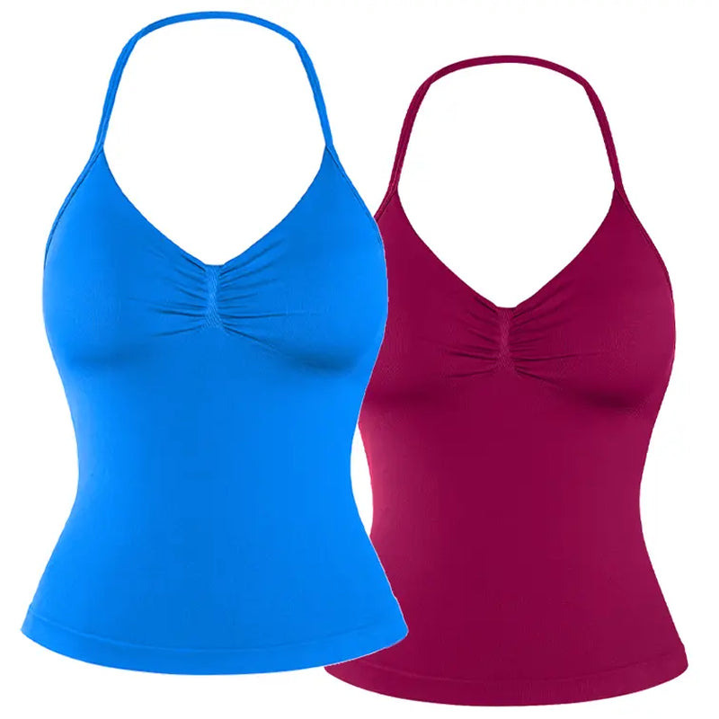 DENFY Impact Longline Strappy Top Fitness Gymwear Women Impact Longline Halter Tops Sportswear Workout Longline Tank Top Compression Gym
