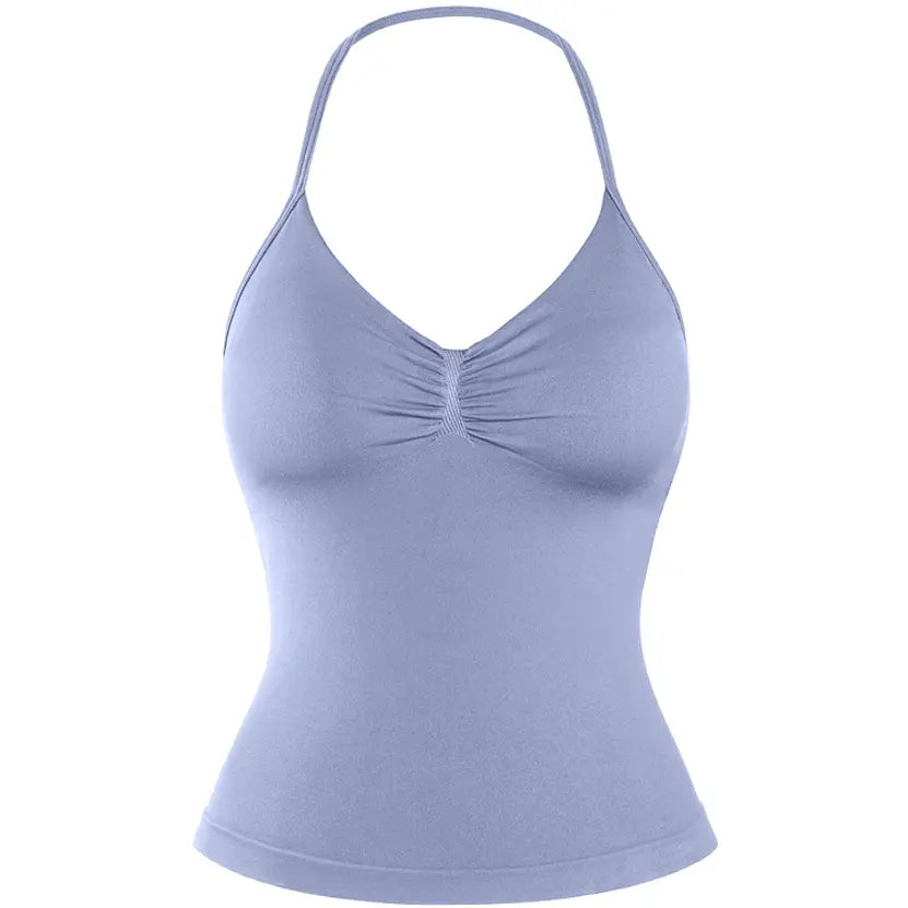 DENFY Impact Longline Strappy Top Fitness Gymwear Women Impact Longline Halter Tops Sportswear Workout Longline Tank Top Compression Gym
