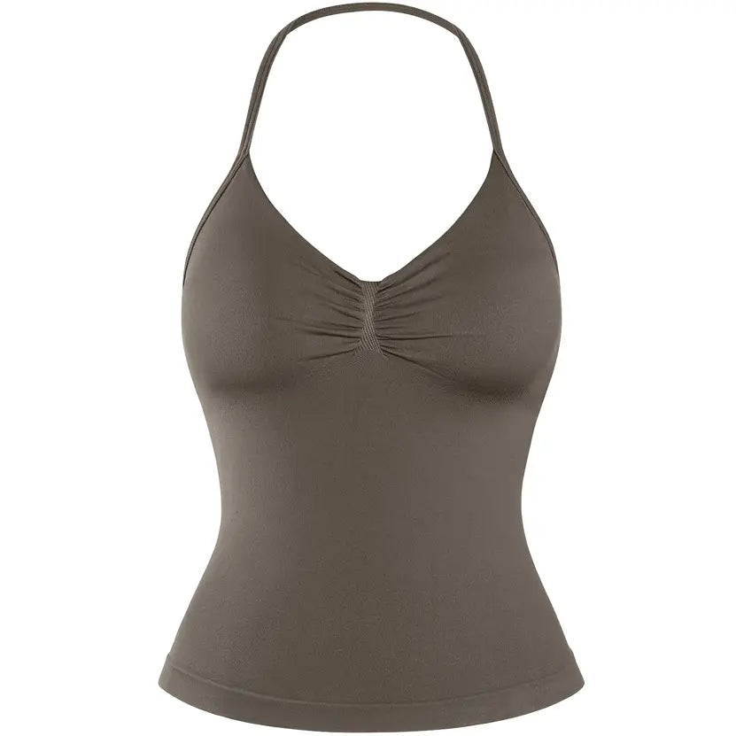 DENFY Impact Longline Strappy Top Fitness Gymwear Women Impact Longline Halter Tops Sportswear Workout Longline Tank Top Compression Gym