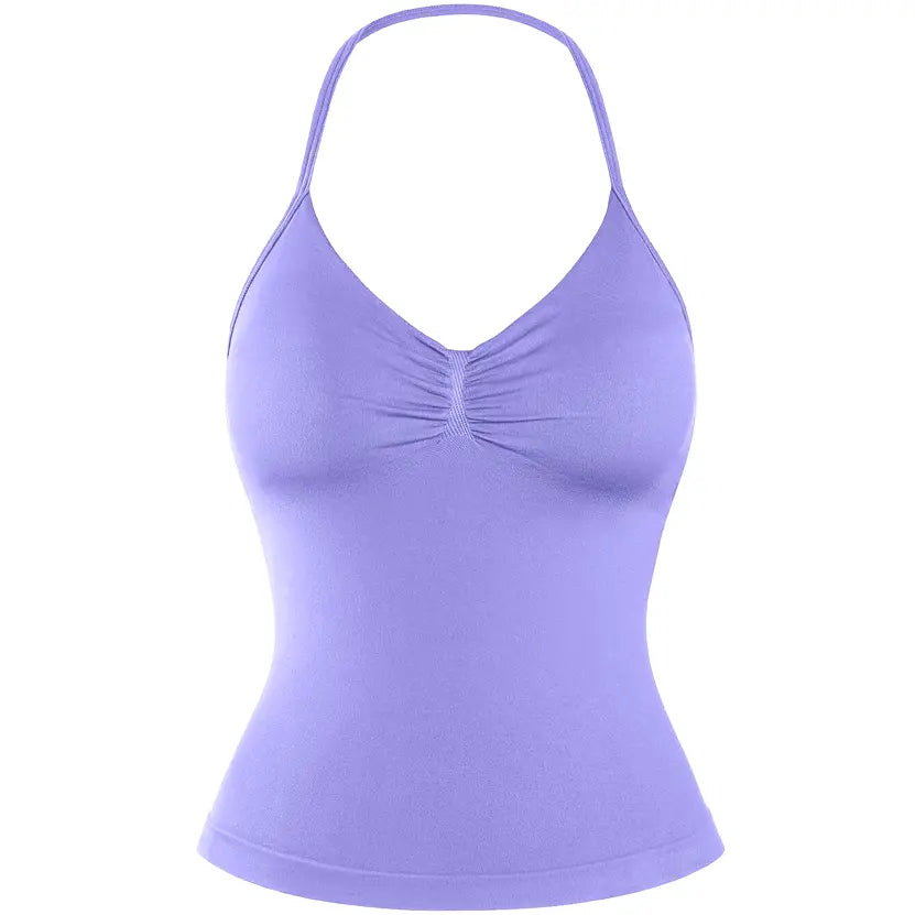DENFY Impact Longline Strappy Top Fitness Gymwear Women Impact Longline Halter Tops Sportswear Workout Longline Tank Top Compression Gym
