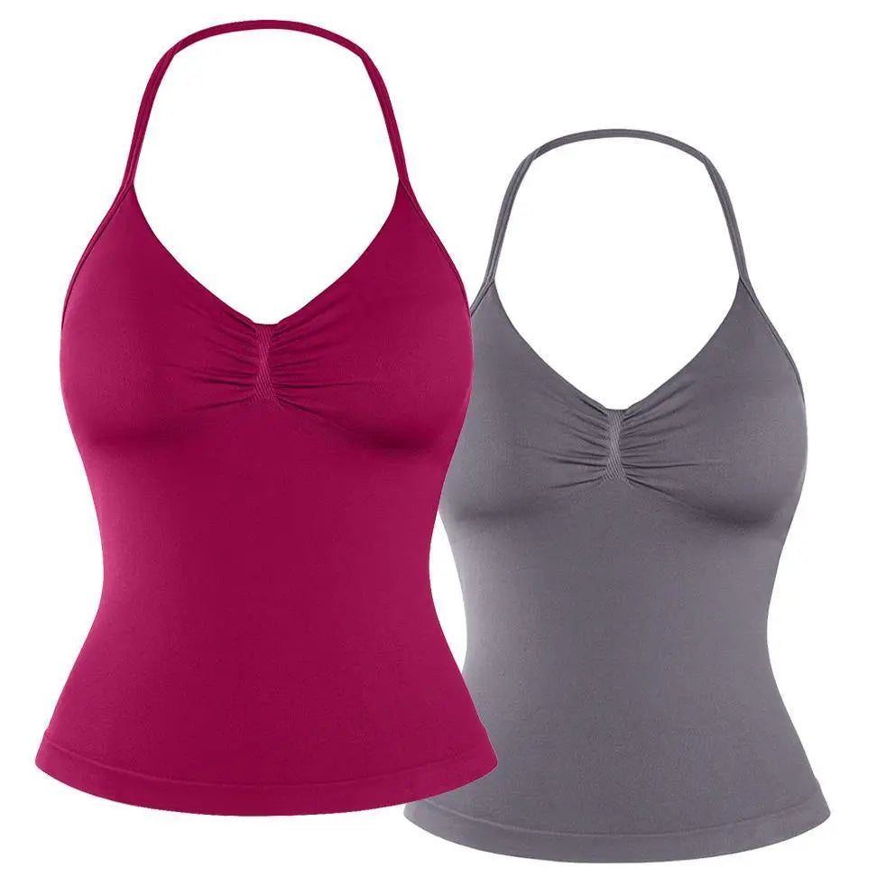 DENFY Impact Longline Strappy Top Fitness Gymwear Women Impact Longline Halter Tops Sportswear Workout Longline Tank Top Compression Gym