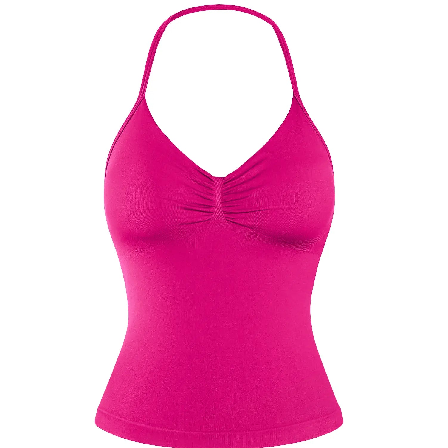 DENFY Impact Longline Strappy Top Fitness Gymwear Women Impact Longline Halter Tops Sportswear Workout Longline Tank Top Compression Gym