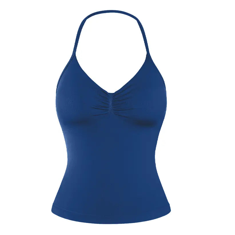 DENFY Impact Longline Strappy Top Fitness Gymwear Women Impact Longline Halter Tops Sportswear Workout Longline Tank Top Compression Gym