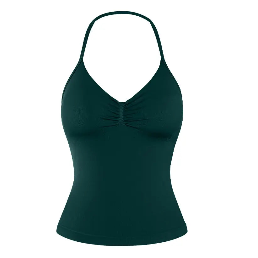 DENFY Impact Longline Strappy Top Fitness Gymwear Women Impact Longline Halter Tops Sportswear Workout Longline Tank Top Compression Gym