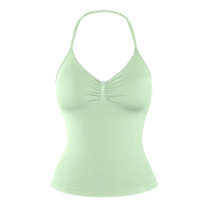 DENFY Impact Longline Strappy Top Fitness Gymwear Women Impact Longline Halter Tops Sportswear Workout Longline Tank Top Compression Gym
