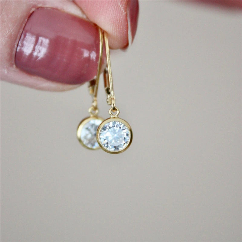 Gold Hoops Earrings 14K Gold Filled 6MM Zircon Pendant Jewelry Minimalism Brincos Vintage Pendientes Oorbellen Boho Earrings