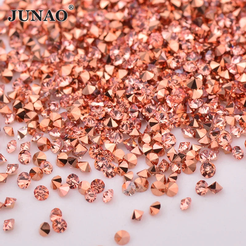 JUNAO 1.2mm Transparent AB Mini Glass Rhinestone Small Nail Art Decoration Micro Strass Stickers Tiny Crystal Stones DIY Crafts