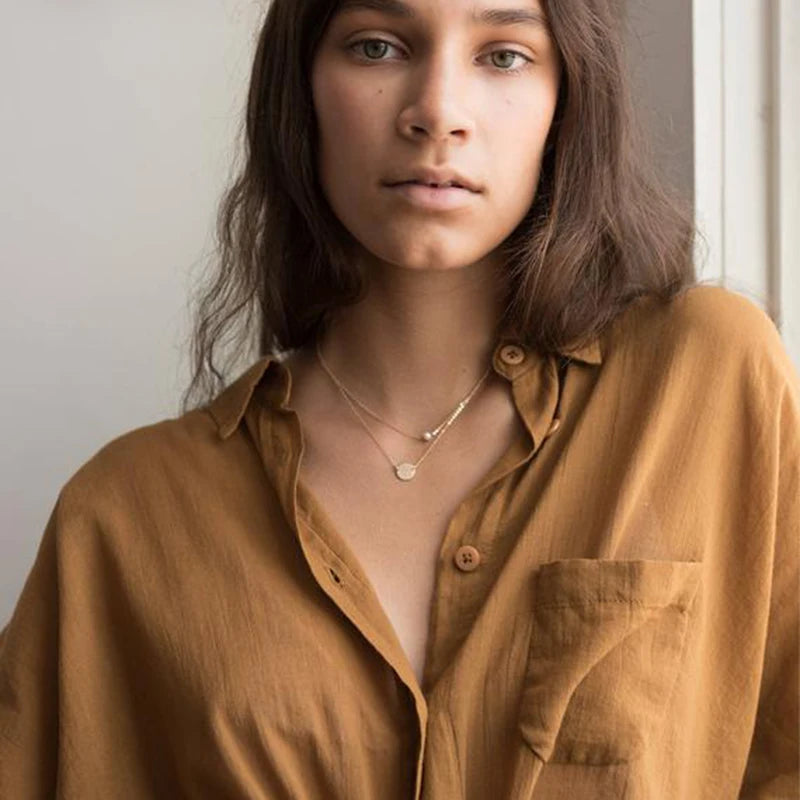 Layered Coin Necklace Handmade Pearl Jewelry Gold Filled Choker Handmade Gold Collier Femme Kolye Collares Boho Women Jewelry