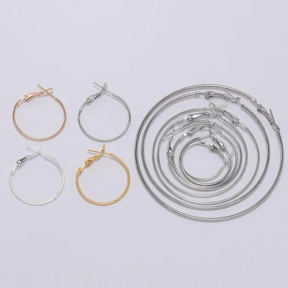 10Pcs/Lot 30 40 50 60 70mm Gold Round Big Hoop Earrings Accessories Exaggerated Hoop Ear For DIY Jewelry Making Finding