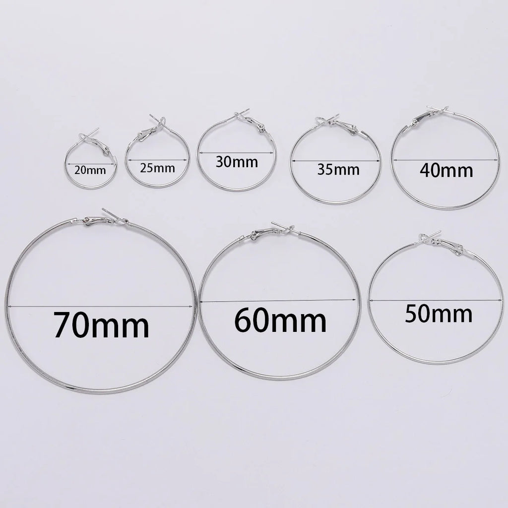 10Pcs/Lot 30 40 50 60 70mm Gold Round Big Hoop Earrings Accessories Exaggerated Hoop Ear For DIY Jewelry Making Finding