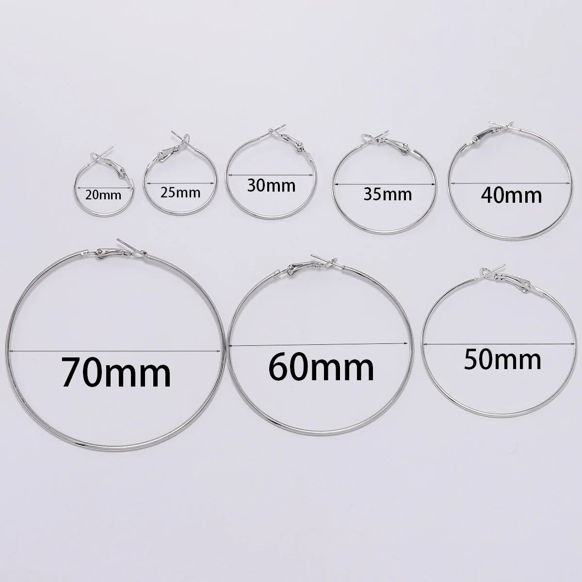 10Pcs/Lot 30 40 50 60 70mm Gold Round Big Hoop Earrings Accessories Exaggerated Hoop Ear For DIY Jewelry Making Finding