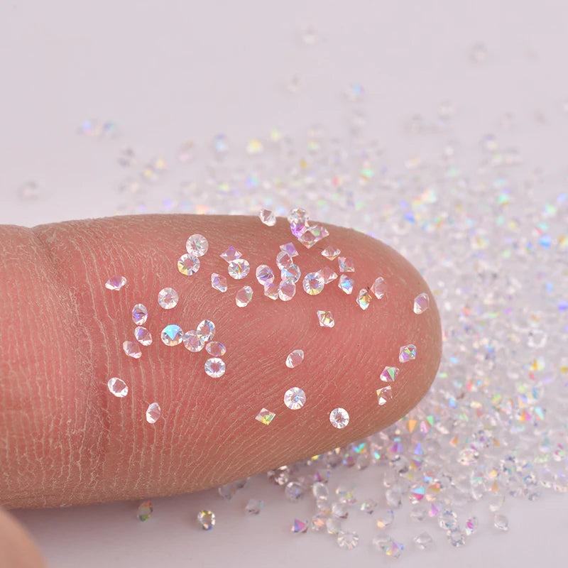 JUNAO 1.2mm Transparent AB Mini Glass Rhinestone Small Nail Art Decoration Micro Strass Stickers Tiny Crystal Stones DIY Crafts