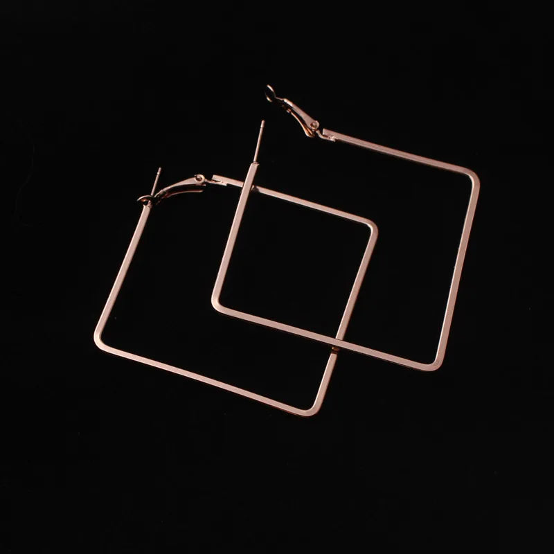 Exaggerated Big Hoop Earrings for Women Gold Color Hollow Square Geometric Statement Personality Hanging Earrings Cool Stuff