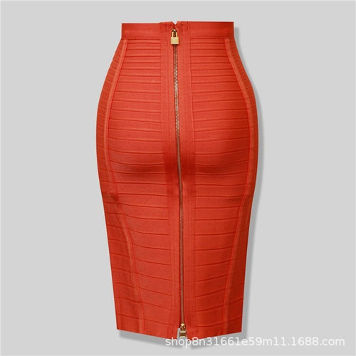 Amazon Aliexpress Best-Selling 16-Color Bandage Skirt Stripesd Zipper Double-Open Sexy High-Waist Hip Skirt Skirt