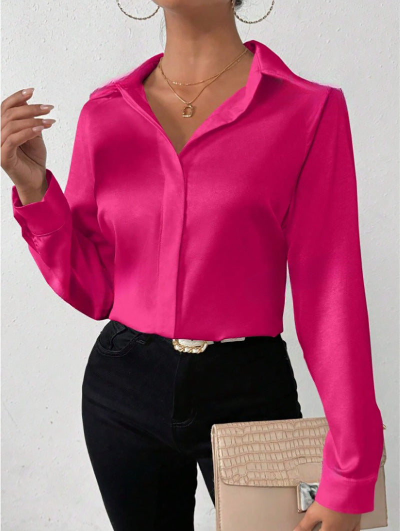 Camicia in Raso Satin Luxe uGlam – Camicia donna in raso satinato premium, disponibile in più colori