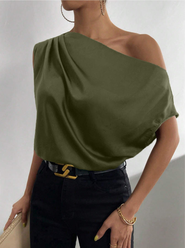 Top Satin Off-Shoulder uGlam – Top donna spalle scoperte in raso satinato, disponibile in più colori

