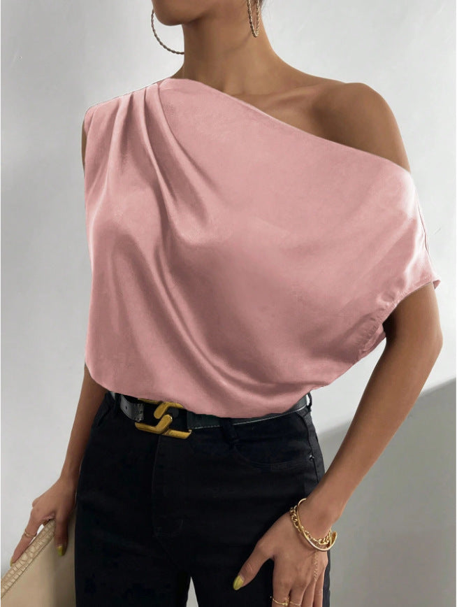 Top Satin Off-Shoulder uGlam – Top donna spalle scoperte in raso satinato, disponibile in più colori
