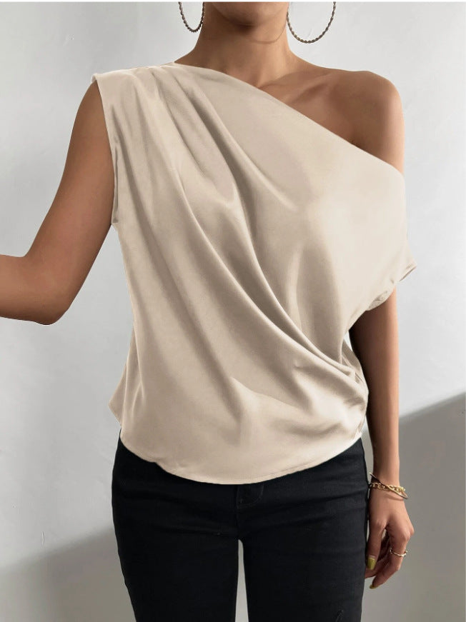 Top Satin Off-Shoulder uGlam – Top donna spalle scoperte in raso satinato, disponibile in più colori
