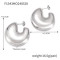 European and American fashion gold geometric C- shaped earrings titanium steel plated 18K gold simple design hollow bright three-dimensional earrings    uGlam