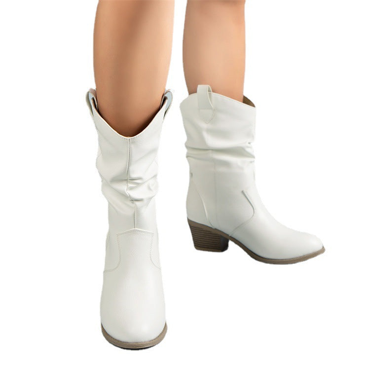 Stivali Donna Cowboy Tacco Largo Stile Western