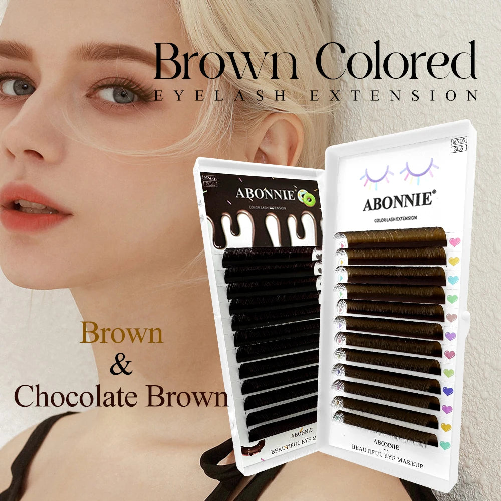 Estensioni Ciglia Classiche Marroni ABONNIE – Fibra PBT Morbida Naturale | Tea, Chocolate, Cocoa Brown