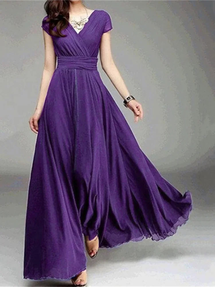 Abito Bodycon Donna in Chiffon – Manica Corta Boho Elegante Estate
