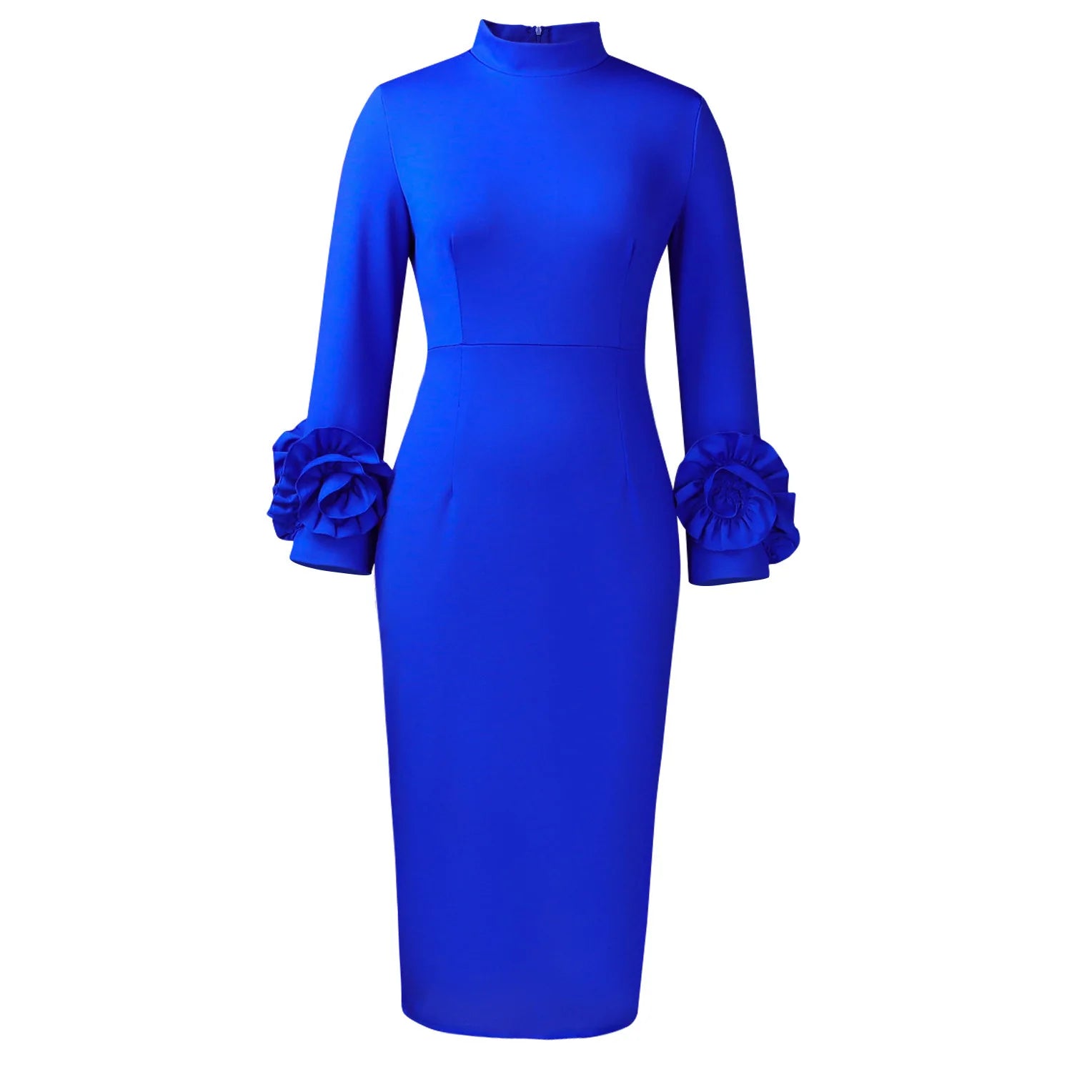 Abito Bodycon Donna – Manica Lunga Collo Tondo Elegante Business Midi