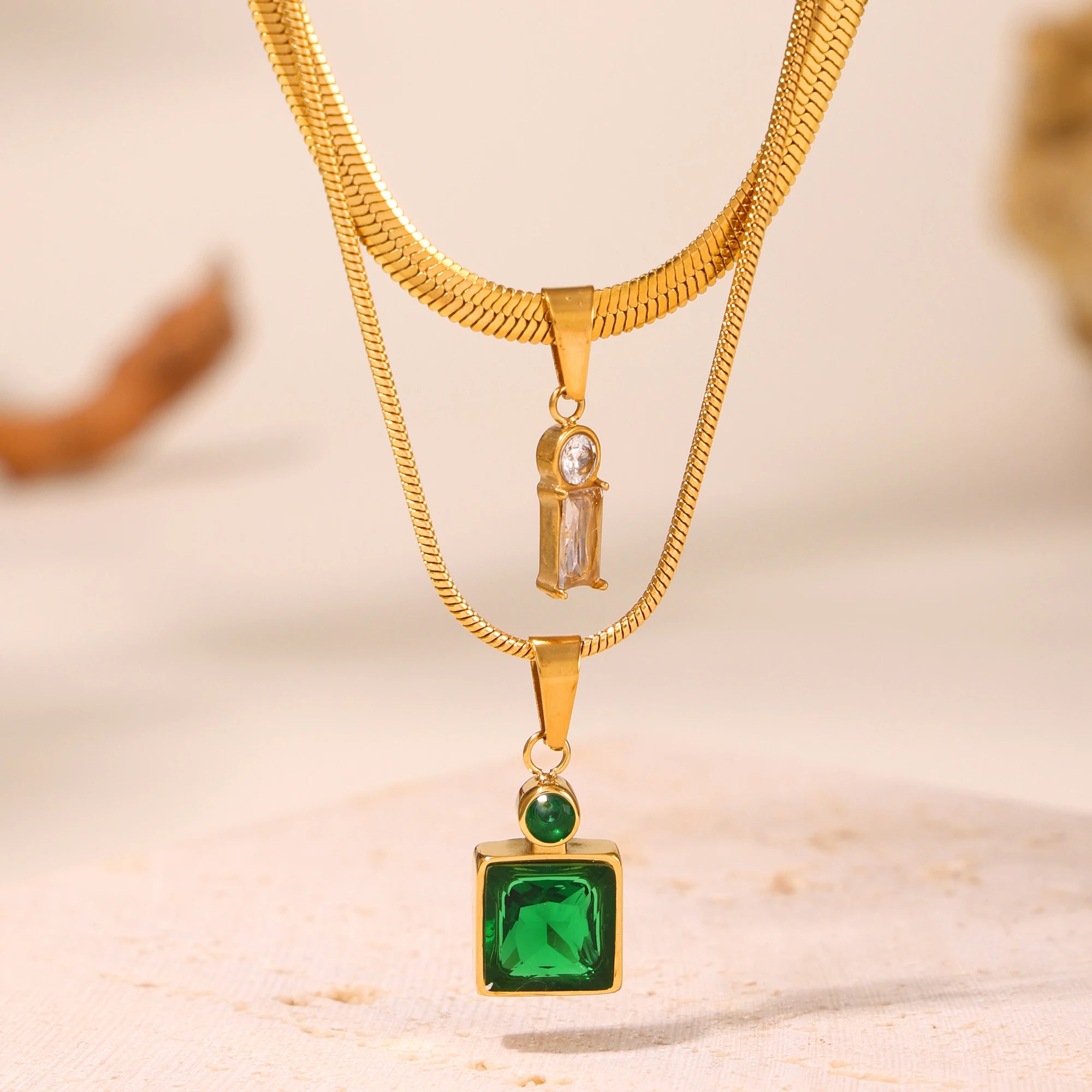 Collana Doppio Strato Zircone Oro 18K – uGlam