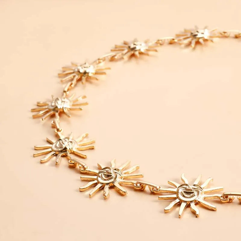 Boho Gold Color Sun Waist Belly Chain for Women Summer Sexy Bikini Belt Adjustable Body Chain Festival Jewelry Accessories