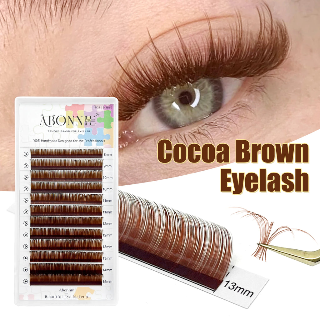 ABONNIE Dark Brown Classic Eyelash Extensions Chocolate Brown Individual Lash Extensions Natural Soft False Eyelashes