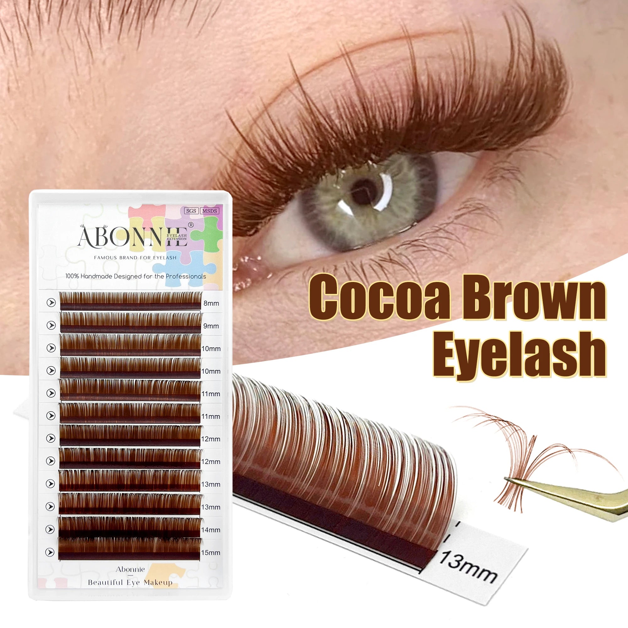 ABONNIE Dark Brown Classic Eyelash Extensions Chocolate Brown Individual Lash Extensions Natural Soft False Eyelashes