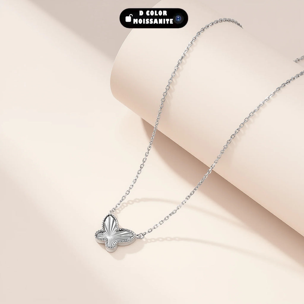 S925 Silver Butterfly Pendant Necklace Exquisite Carved Brilliant Fine Jewelry Light Luxury Elegant Daily Party Gift for Women