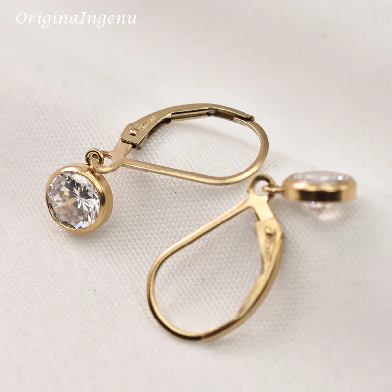 Gold Hoops Earrings 14K Gold Filled 6MM Zircon Pendant Jewelry Minimalism Brincos Vintage Pendientes Oorbellen Boho Earrings