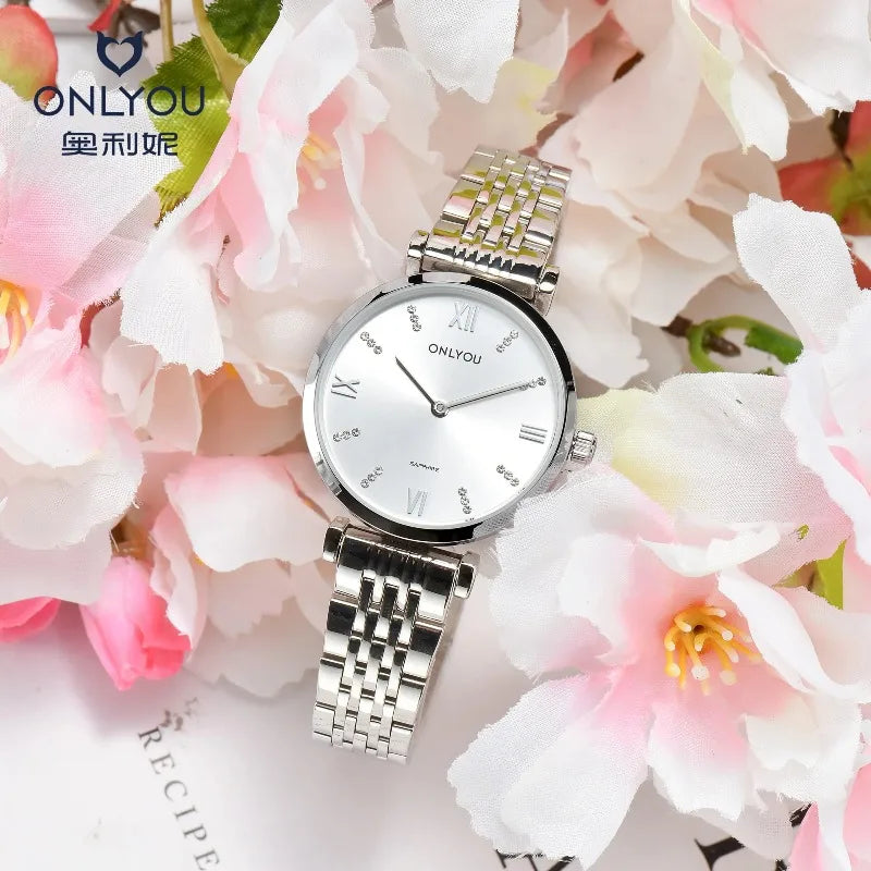 ONLYOU Elegant Women's Watch,featuring A Simple and Stylish Stainless Steel Strap,a Waterproof Design and A High-end,luxurious