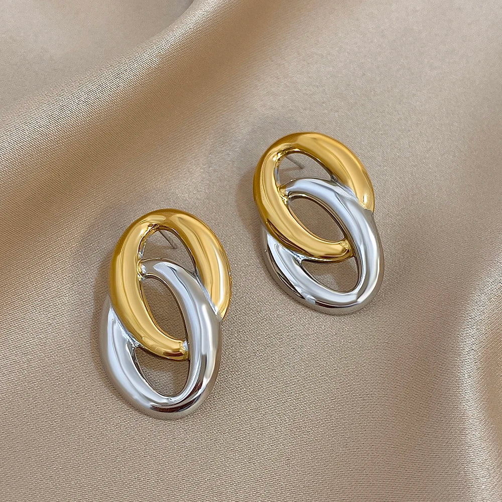 Orecchini Fiore Geometrico Bicolore Placcato Oro – uGlam