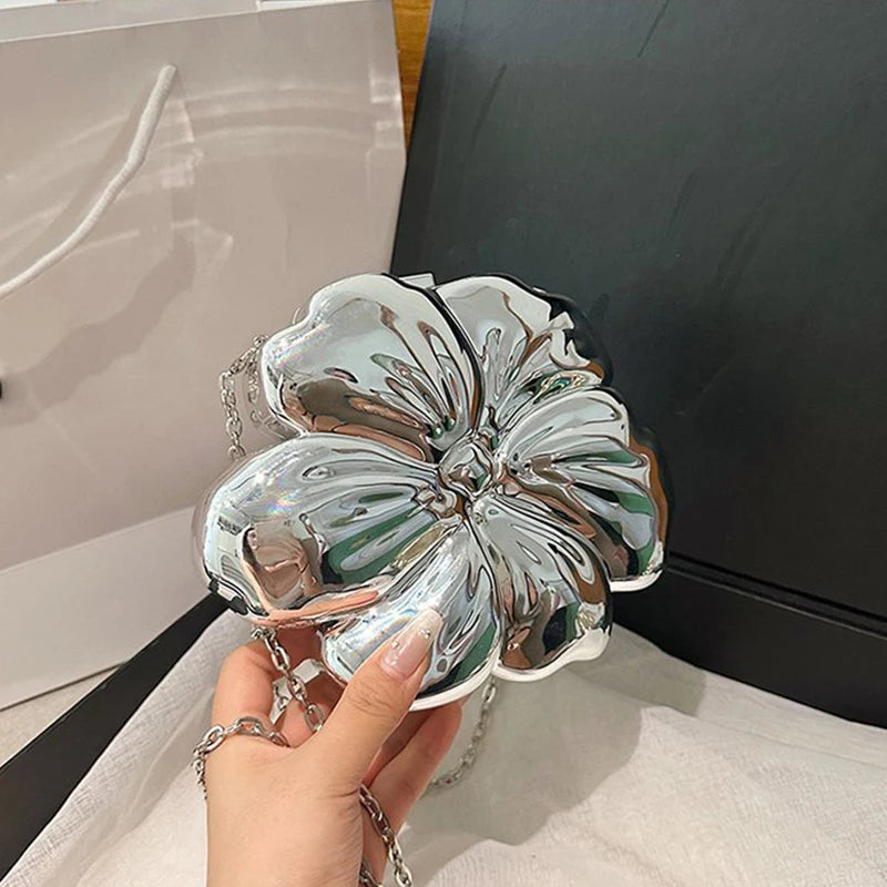 Donna a Spalla Borsa Borsa Mini Donna da Sera Dorato Argento