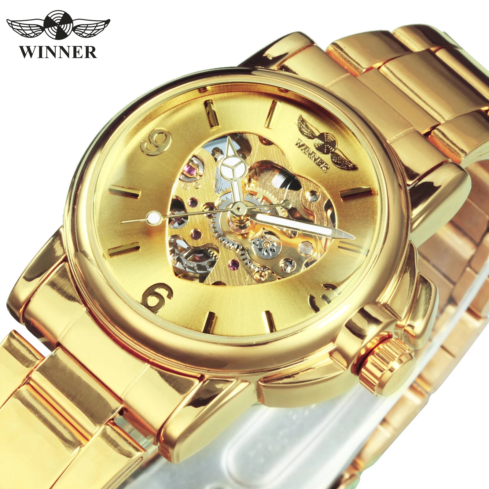 Orologio Donna Automatico Scheletrato Dorato — Cinturino in Acciaio | T-WINNER