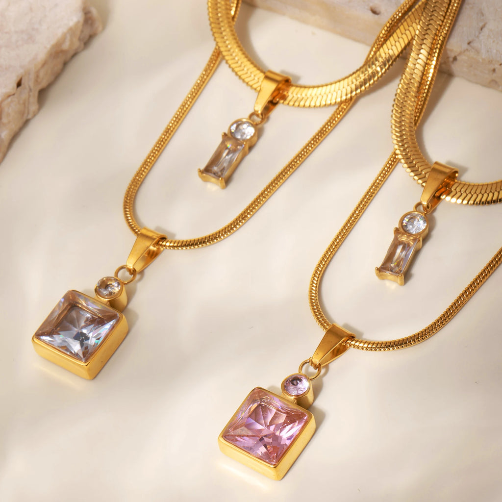Collana Doppio Strato Zircone Oro 18K – uGlam