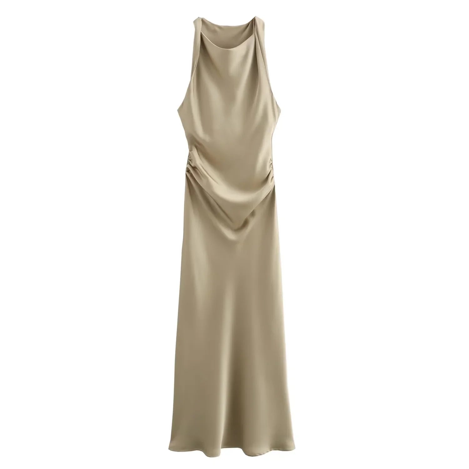 Abito Midi in Raso Donna – Slip Dress Senza Maniche Elegante da Sera