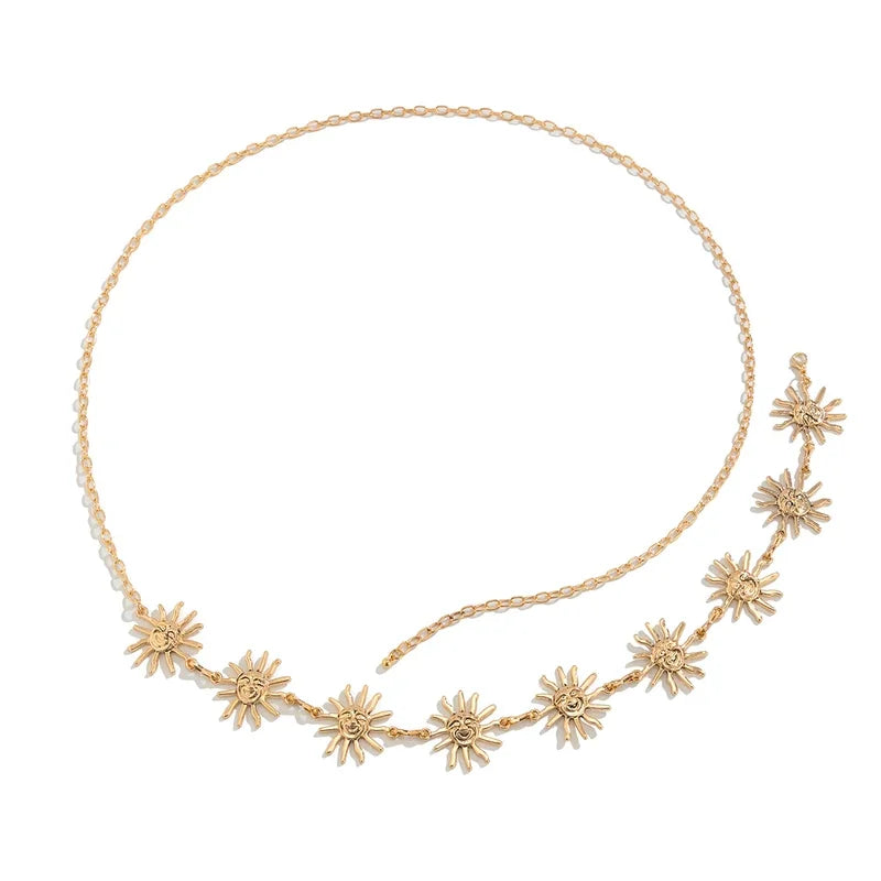 Fashion Boho Golden Sun Waist Belly Chain for Women Summer Sexy Bikini Belt Adjustable Body Chain Festival Jewelry Accessories