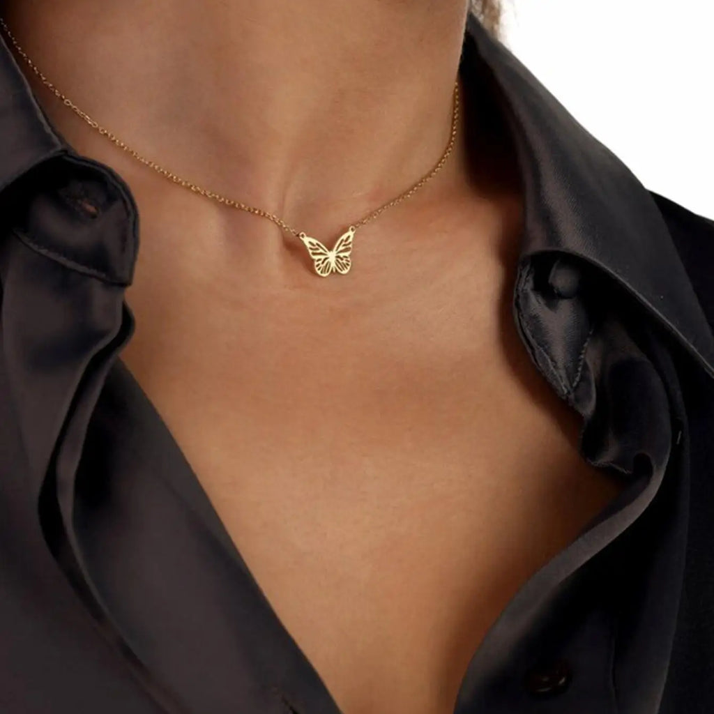 14K Gold Plated Dainty Butterfly Pendant Necklace Simple Jewelry Gift for Women Trendy Personalized Jewelry Gift Non Tarnish