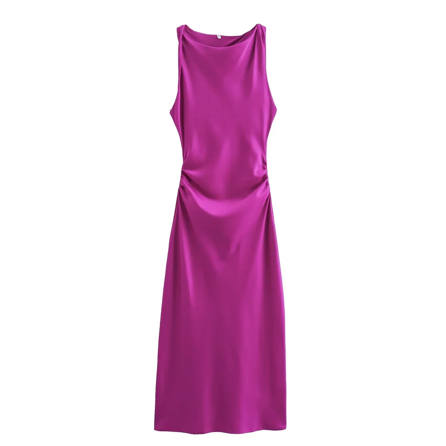 Abito Midi in Raso Donna – Slip Dress Senza Maniche Elegante da Sera