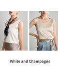 Summer Satin Mulberry Silk Sleeveless Tank Top Champagne Casual Versatile Elegant Vest Loose Fit Women's Fashion 2026