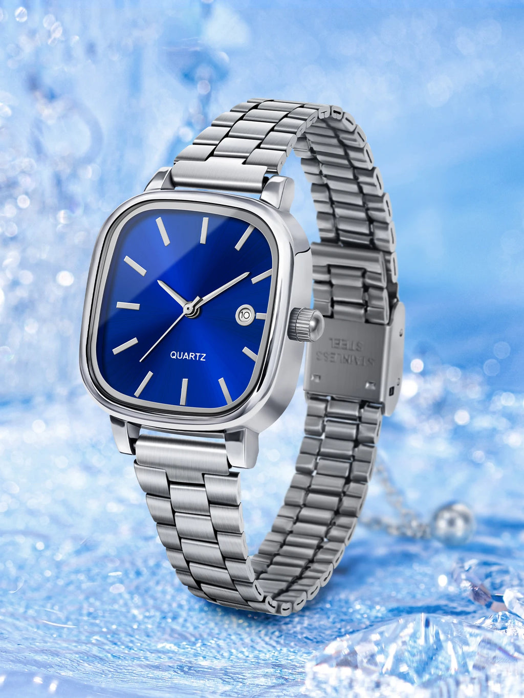 Orologio Donna Quarzo Quadrato con Calendario — Cinturino in Acciaio | LUCKYFOX