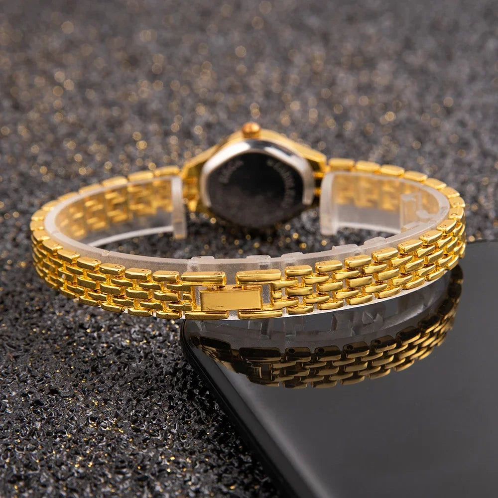 Women's Gold Bracelet Watch Fashion Elegant Small Dial Alloy Quartz Wristwatch Woman Luxury Ladies Watch Clock Gift Reloj Mujer