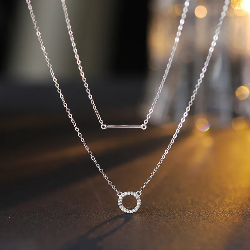 Collana Donna Doppio Strato – Argento S925 e Oro 14k Light Luxury Catena Clavicola