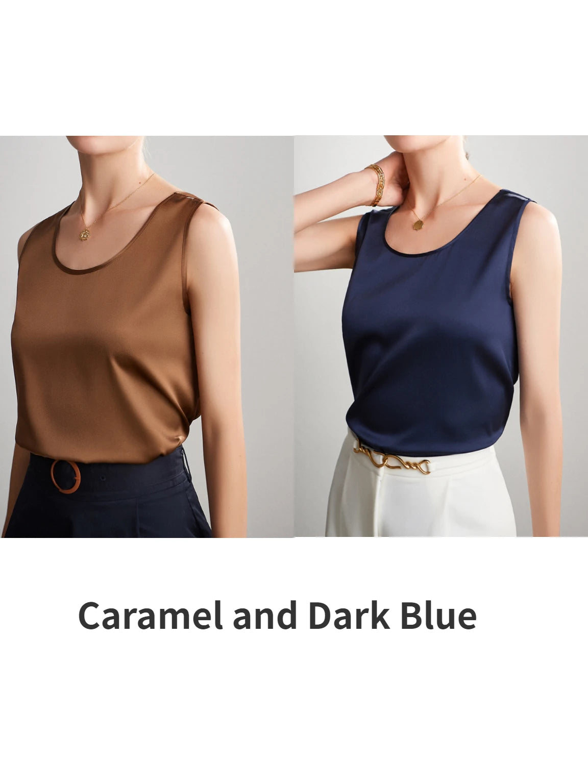 Top Donna Senza Maniche Raso Seta | Canotta Elegante Versatile | 28 Colori | uGlam